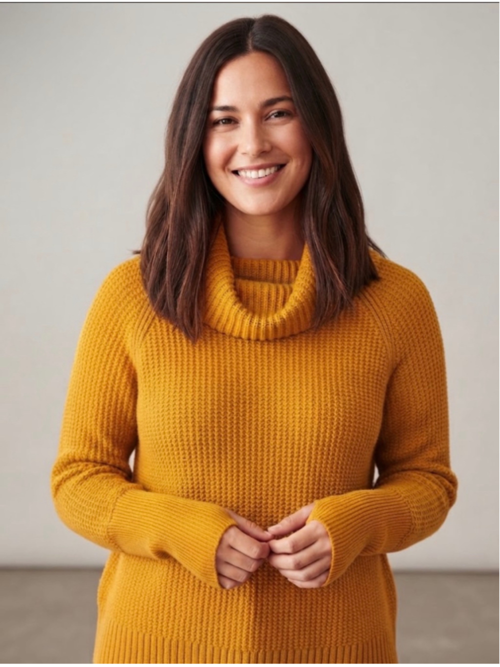Market & Spruce Mustard Cowl Neck Sweater Size SP